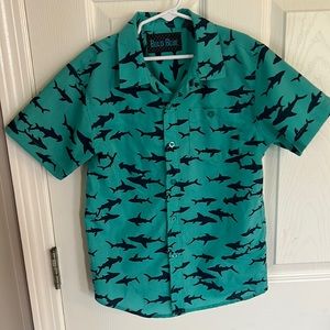 Bold Blue Boys size S button down shirt with sharks